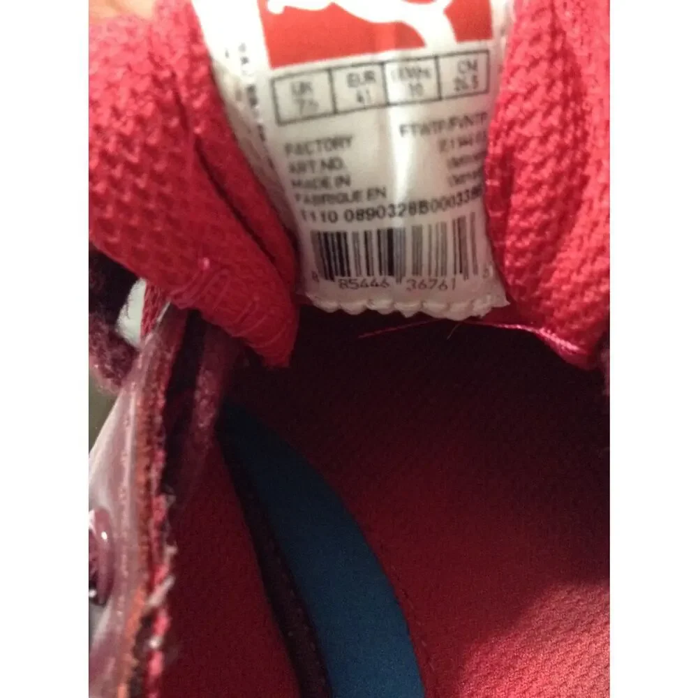 Puma Karly Womens Size 10 Red Burgundy Mesh Patent Leather Low Profile Sneakers
